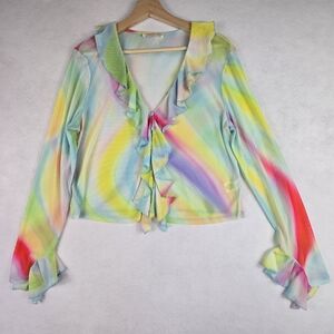 Intempo Vibrant Multicolor Sheer Blouse
